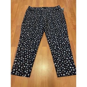 Eloquii dark navy floral straight leg trouser pant